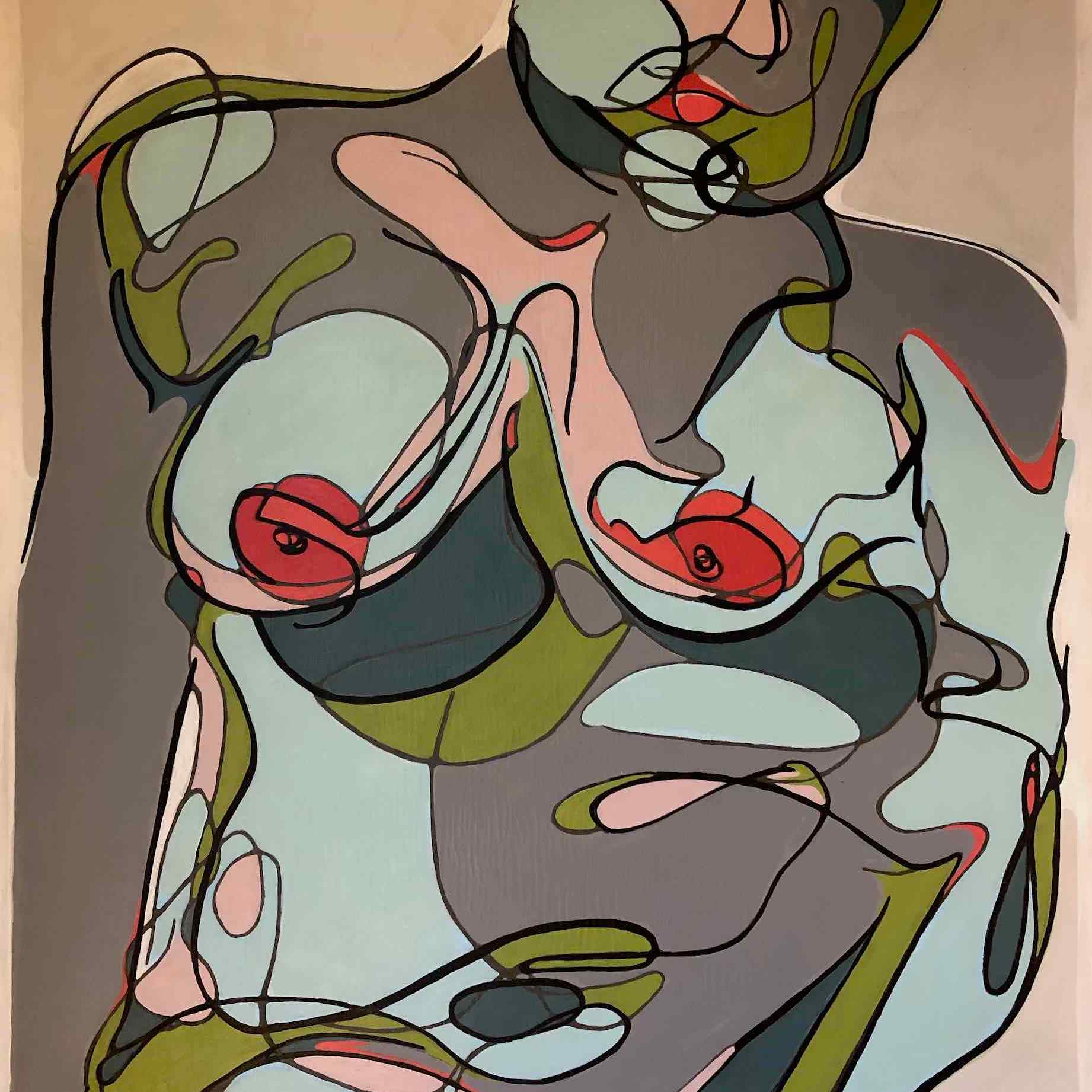 sanderson acrylic painting frontal nude Rouged